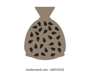 sunflower seeds, a bag, icon, vector illustration eps10