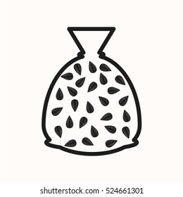 sunflower seeds, a bag, vector icon, eps10