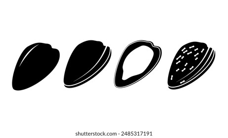 sunflower seeds, black isolated silhouette