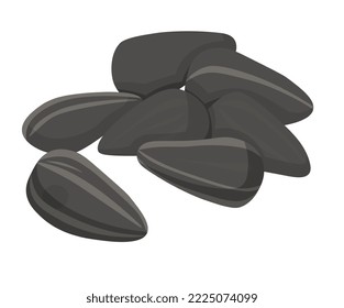 Sunflower seeds clipart. Isolated handful in cartoon style. Vector illustration