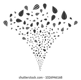 Sunflower Seeds festive fountain. Vector illustration style is flat iconic symbols. Object fountain combined from random symbols as sunflower seeds fireworks.