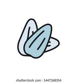 Sunflower seeds flat color icon.