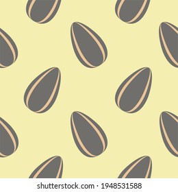 sunflower seeds flat design seamless pattern. Seamless pattern with leaves and vegetable. Vector illustration of art. Vintage background. Kitchen and restaurant design for fabrics, paper