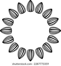 Sunflower Seeds in a Flower Shape Clipart Set