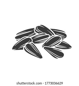 Sunflower seeds glyph icon for template label, packing and emblem farmer market design. Retro sketch style.