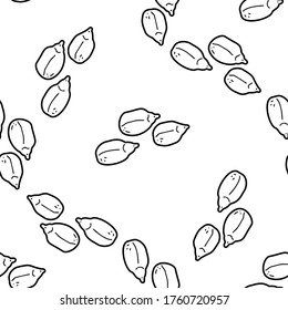 Sunflower seeds hand drawn vector seamless pattern. Outline monochrome texture made in doodle style.Fruit 
background for package, merch, wallpaper, menu and other design.