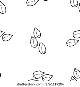 Sunflower seeds hand drawn vector seamless pattern. Outline monochrome texture made in doodle style.Fruit 
background for package, merch, wallpaper, menu and other design.