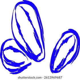 sunflower seeds icon in doodle style. blue line doodle icon