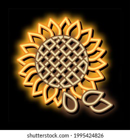 sunflower seeds neon light sign vector. Glowing bright icon sunflower seeds sign. transparent symbol illustration