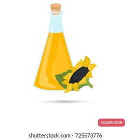 Sunflower seeds oil bottle color flat icon