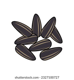 sunflower seeds on white background, vector illustration. editable stroke.