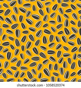 sunflower seeds on yellow background seamless pattern. vector illustration - eps 8