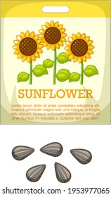 Sunflower seeds with packaging illustration