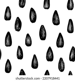 Sunflower seeds pattern, like rain drops - seeds falling, ink drawing vectorized