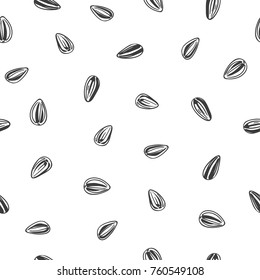 Sunflower seeds pattern. Vector seamless doodle background