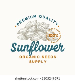 Sunflower Seeds Pile. Hand Drawn Sketch Seeds Vector Illustration. Natural Vegan Plant Based Fruit Food Doodle. Isolated