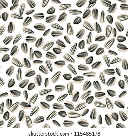 Sunflower seeds seamless background. Food ingredient floral pattern