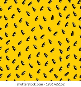 Sunflower seeds seamless pattern. Bright summer garden print. Abstract design for cover, poster, fabric, packaging. Vector illustration of sunflower seeds.