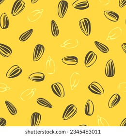 Sunflower seeds seamless pattern. Vector food background.