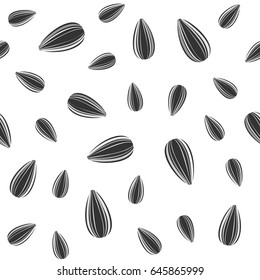 Sunflower seeds seamless pattern. Vector packaging design.