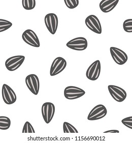 Sunflower seeds. Seamless vector pattern on white background