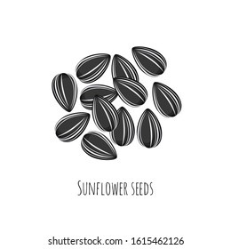 Sunflower seeds vector illustration in a flat cartoon style isolated on white background.