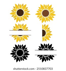 Sonnenblumenset Clipart Design Paket, Variety Sonnenblumendesign