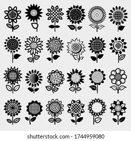 Sunflower set. Collection icon sunflower. Vector