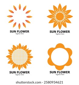 sunflower set vector logo design concept template