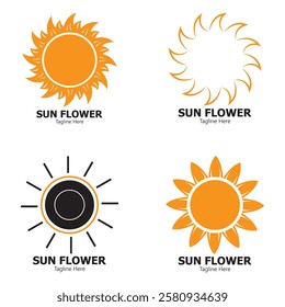 sunflower set vector logo design concept template