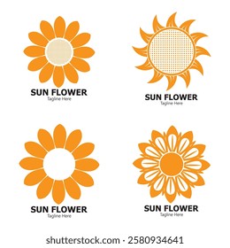 sunflower set vector logo design concept template