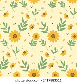 Sunflower shapes seamless pattern. Perfect ornament for fashion fabric or other printable covers. Vector Illustration