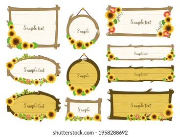 Sunflower sign frame set.
Image of summer.