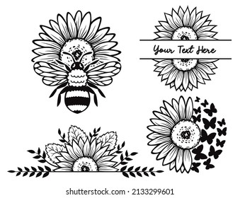 Sonnenblumen Silhouette schwarze Farbe Vektorgrafiken