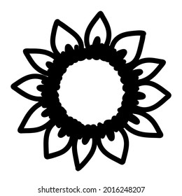 Sunflower silhouette, cutting frame. Flower silhouette vector illustration isolated on white.