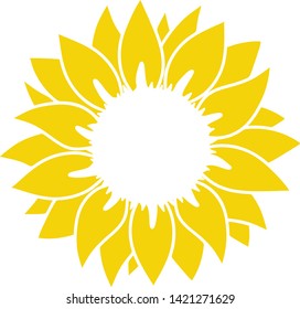 Sunflower silhouette, cutting frame, Yellow summer flower - vector.