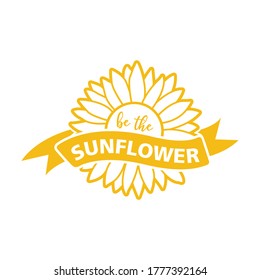 Sunflower silhouette, cutting frame, Yellow summer flower