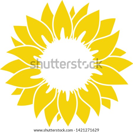 Sunflower silhouette, cutting frame, Yellow summer flower - vector.