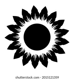 Sunflower silhouette icon. Outline logo for vegetable oil, natural eco product. Vector illustration isolated on white.