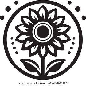 A sunflower Silhouette vector icon Illustration 
