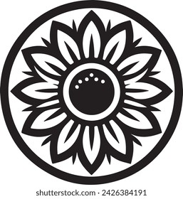 A sunflower Silhouette vector icon Illustration 