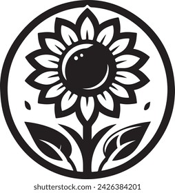 Eine Sonnenblume Silhouette Vektor-Symbol Illustration 