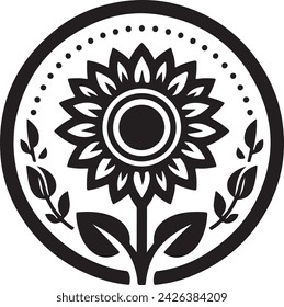 A sunflower Silhouette vector icon Illustration 