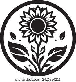 A sunflower Silhouette vector icon Illustration 