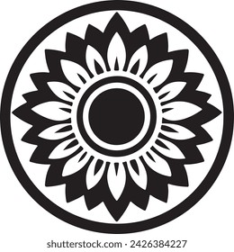 A sunflower Silhouette vector icon Illustration 