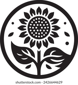 A sunflower Silhouette vector icon Illustration	