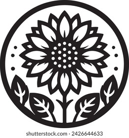 A sunflower Silhouette vector icon Illustration	