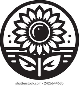 A sunflower Silhouette vector icon Illustration	