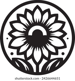 A sunflower Silhouette vector icon Illustration	