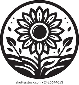 Eine Sonnenblume Silhouette Vektor-Symbol Illustration	